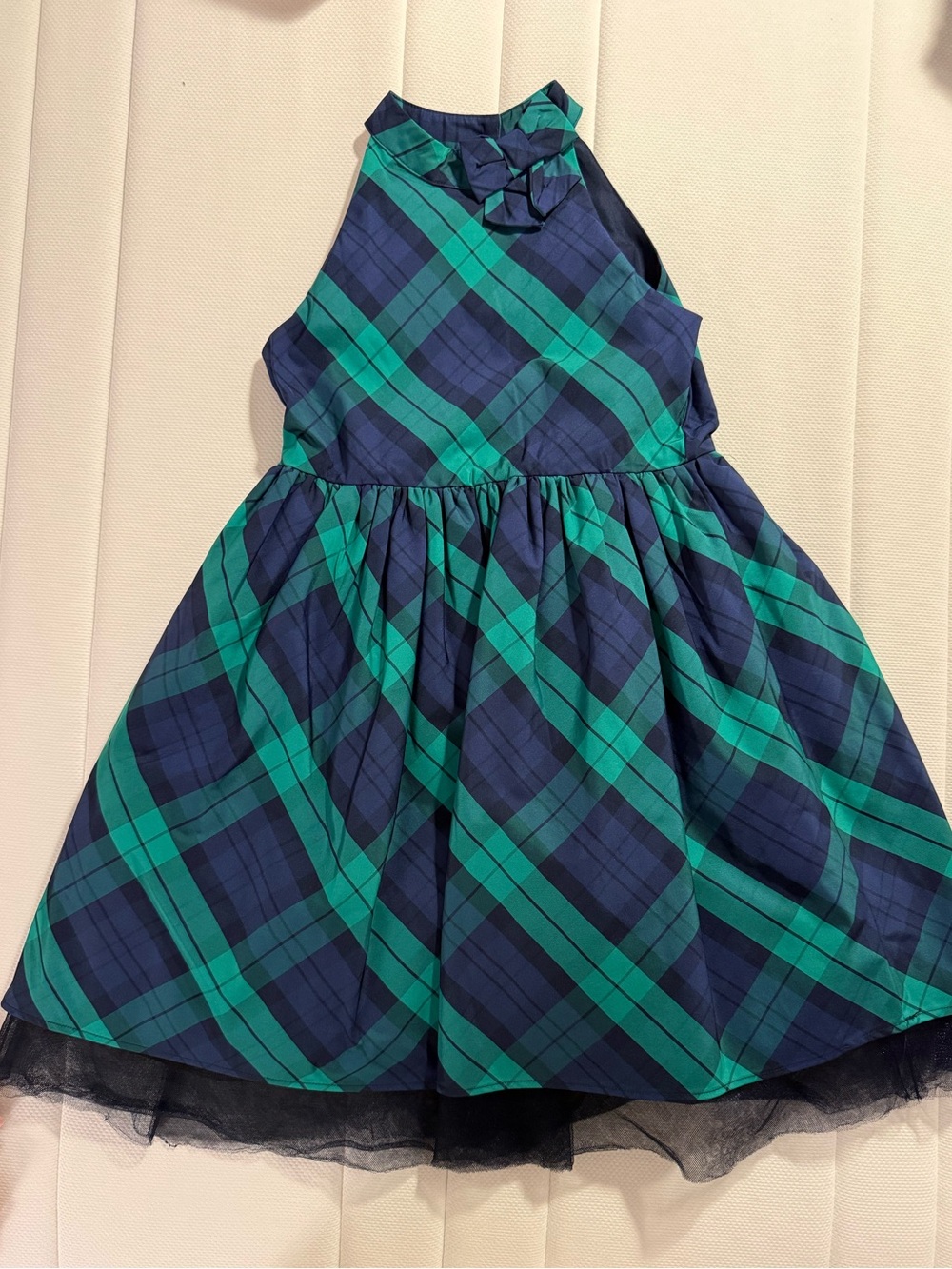 Janie and Jack Navy and Green Plaid Halter Dress
